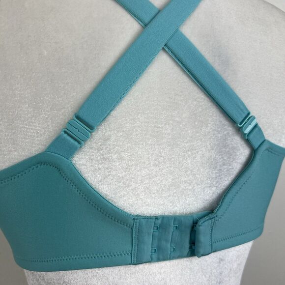 Vanity Fair Bra Women 36D Teal Padded Wired Convertible Strap Smooth T-Shirt Bra - Picture 11 of 13